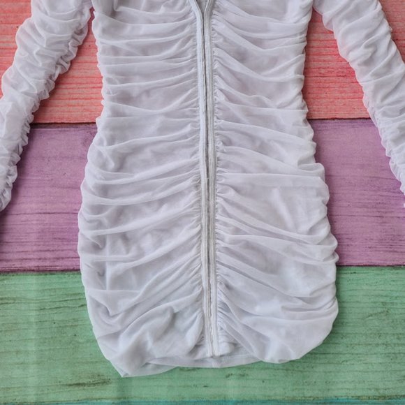 Princess Polly White Garter Mini Mesh Dress M - Picture 8 of 13